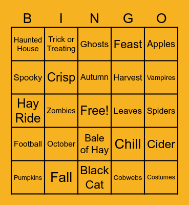 October BINGO Card