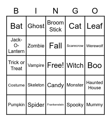 Halloween Bingo Card