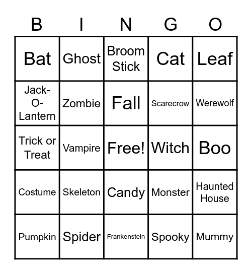 Halloween Bingo Card