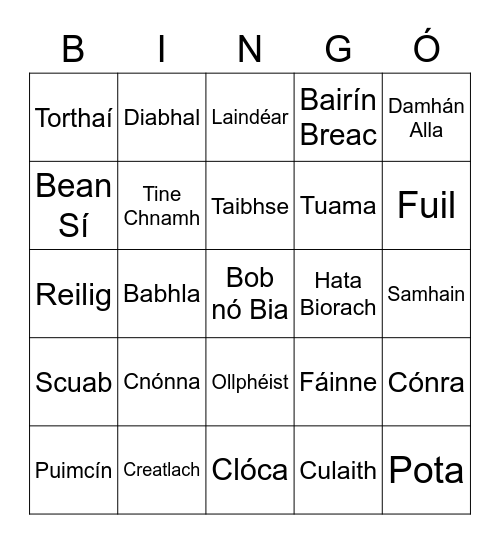 Oíche Shamhna Bingo Card