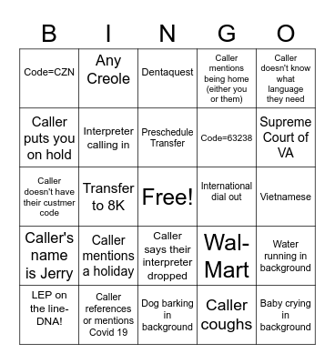 COVID Games Bingo Card