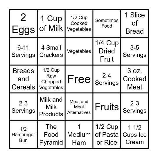 Pyramid Bingo Card