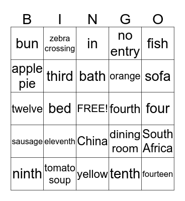 Unit 1 - 4 Bingo Card