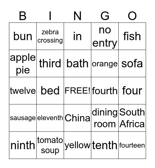 Unit 1 - 4 Bingo Card