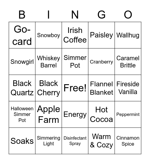 Sprink-O Bingo Card