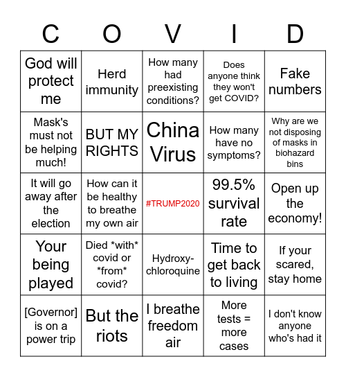 Covidiot BINGO Card