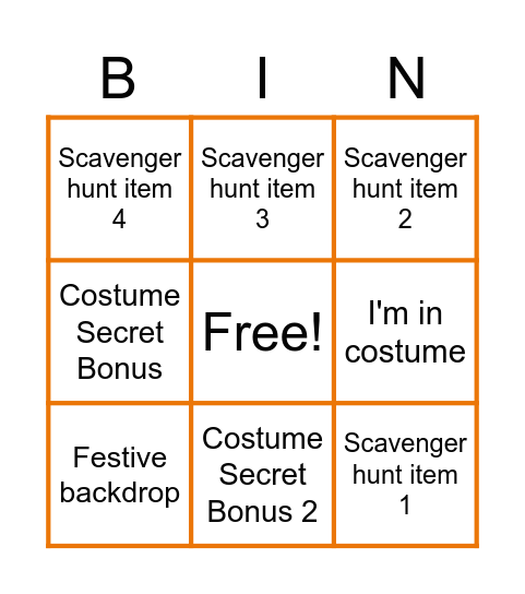 Workshop Halloween Bingo Card