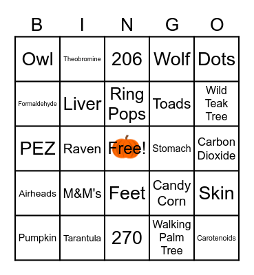 BCQ Halloween Bingo Card