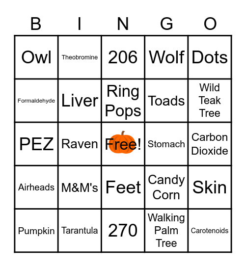 BCQ Halloween Bingo Card