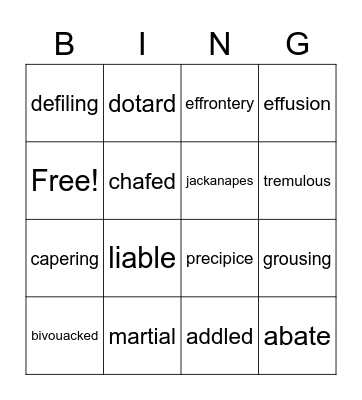 Vocabulary Bing-! Bingo Card