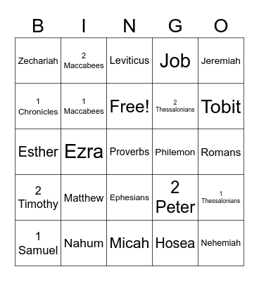 Bible Bingo Card