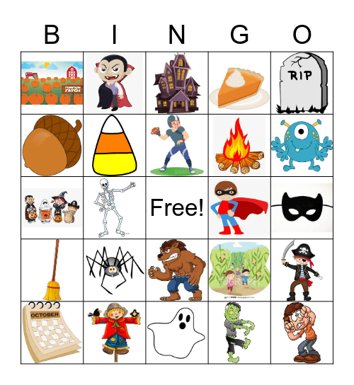 Halloween and Fall Bingo Card