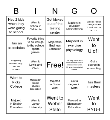 Untitled Bingo Card