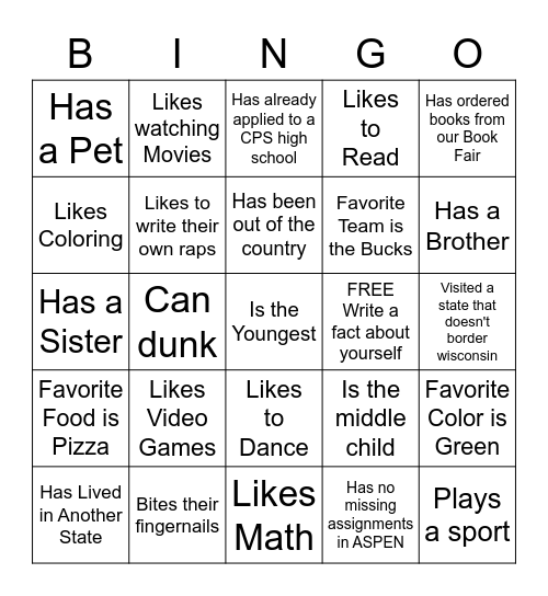 GUESS WHO Bingo Card