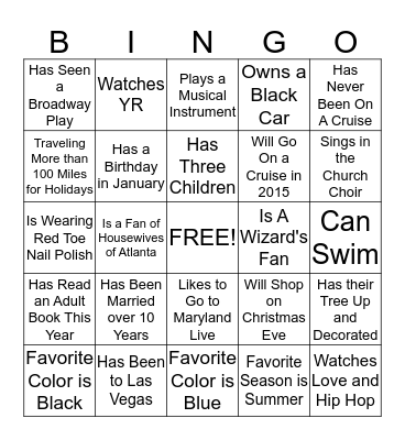 Get To Know You Bingo Card