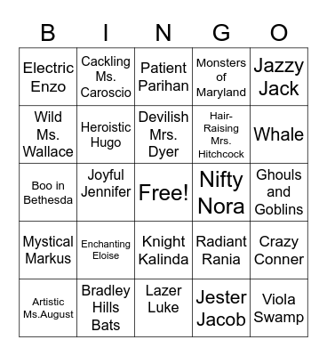 Ms. August's Animals Bingo Card