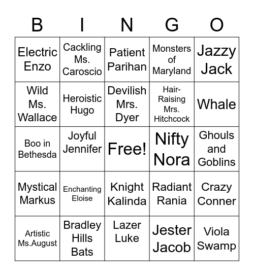 Ms. August's Animals Bingo Card