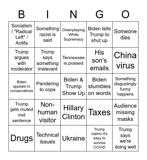 presdeb3 Bingo Card