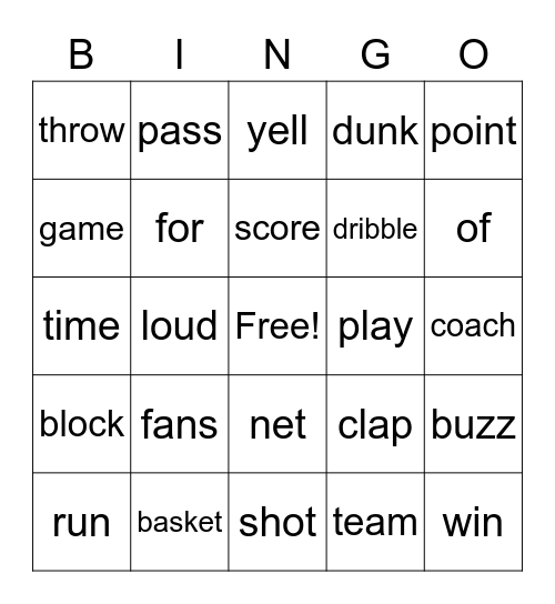 basketball Bingo Card