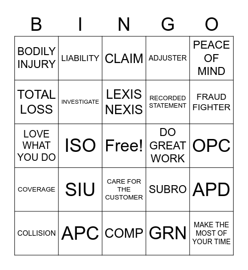 PLANO APD BINGO Card