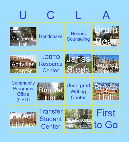 UCLA Bingo! w/ AFGU Bingo Card