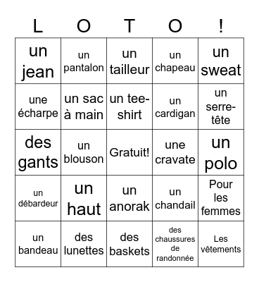 Ch. 7.1 French Bingo Card