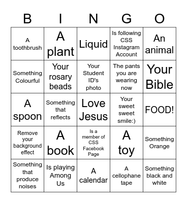 CSS Welcoming Night Bingo Card