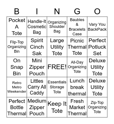 Thirty-One BINGO Card