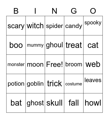 Halloween Bingo Card