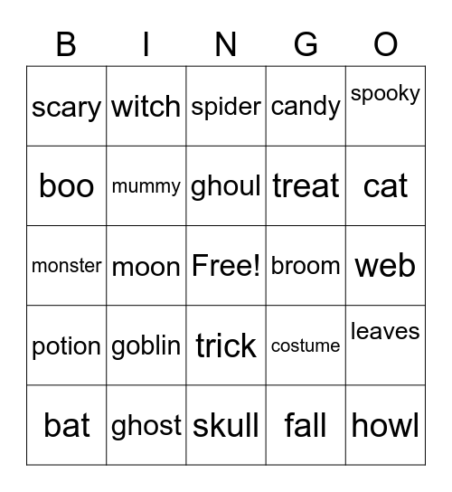 Halloween Bingo Card