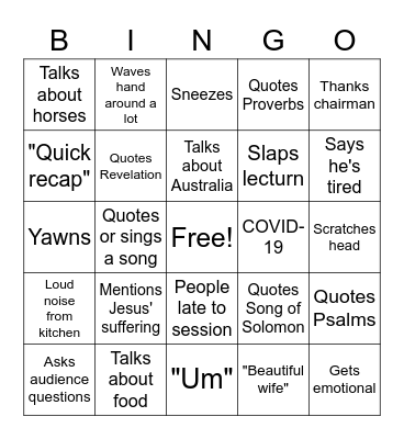 Tautuku Speaker Bingo Card