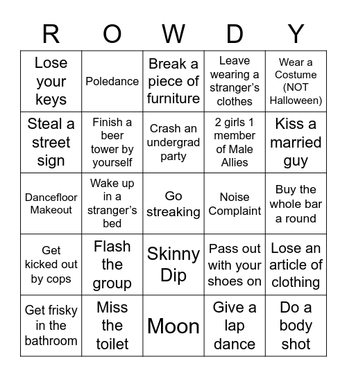 WG22' PARTY BINGO Card