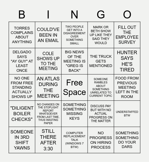 Meetings BTW Bingo Card