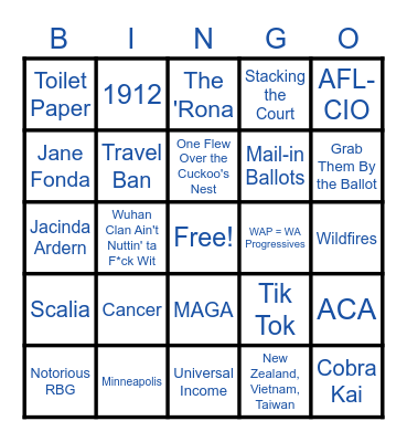 2020 Pandemic BINGO Card