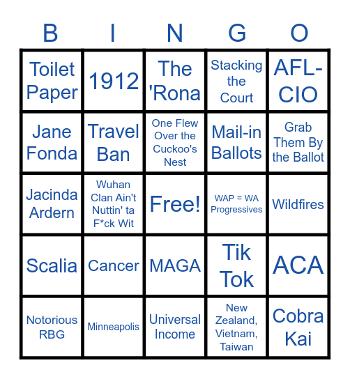 2020 Pandemic BINGO Card