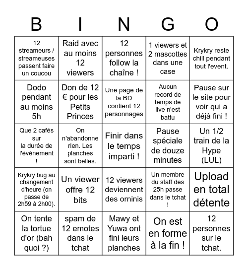 Le bingo le plus chill du monde Bingo Card