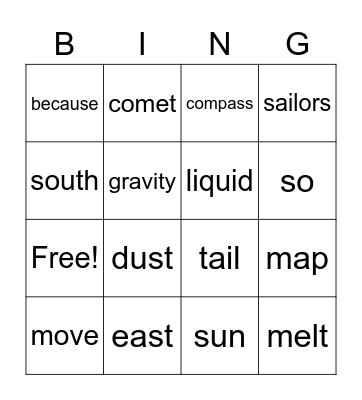 Gr 6 Lesson 3C / 3D Vocab Bingo Card