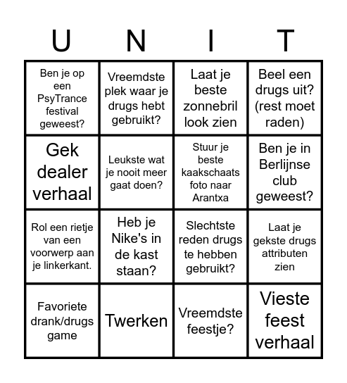 Unity Den Haag Bingo Card