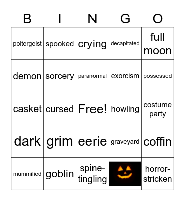 Halloween (JAA) Bingo Card