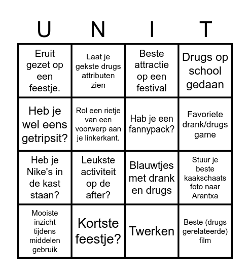 Unity Den Haag Bingo Card