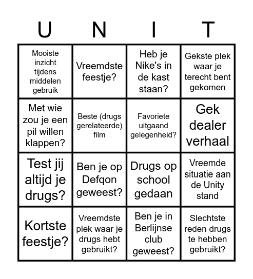 Unity Den Haag Bingo Card