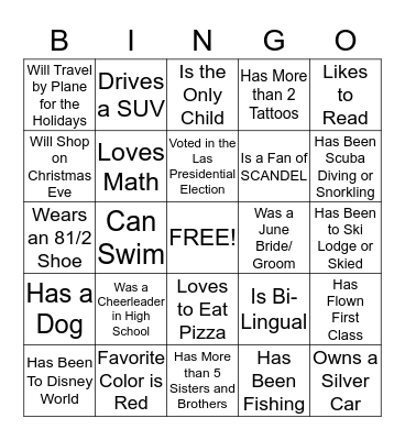 Get To Know You Bingo Card