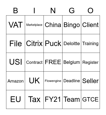 USI GTCE Team Bingo Card