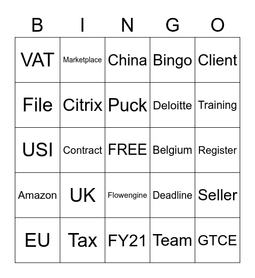 USI GTCE Team Bingo Card