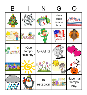 ¿Qué tiempo hace hoy? Bingo Card