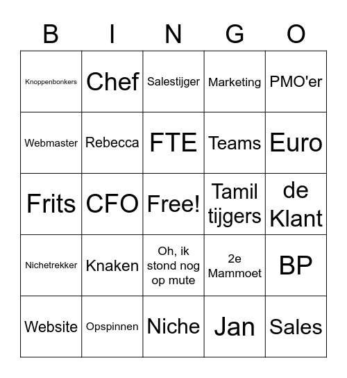 PBBP ProjectBeheersing's Bingo Party Bingo Card