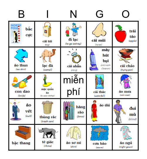 Lớp Việt Ngữ - Bingo Card