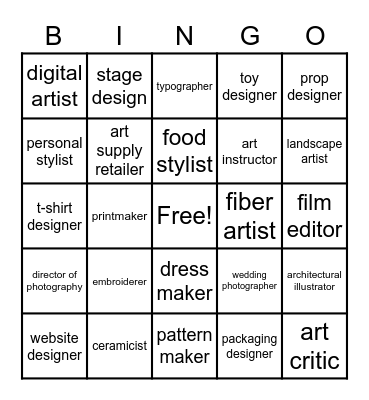 Artist Careers Bingo Card