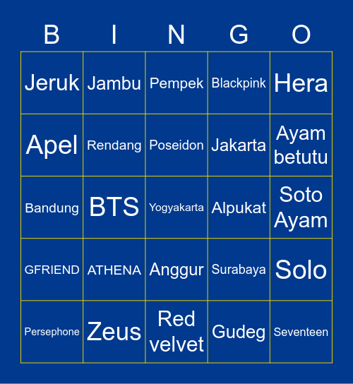 BINGO LEMPER Bingo Card