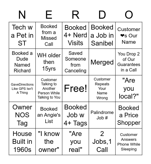 Office Nerd Bingo Card